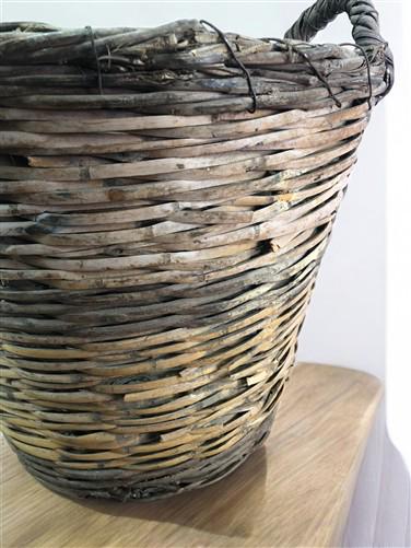 Home & Living > Home Decor > Decorative Storage > Decorative Baskets - Round Wicker Basket, Vintage German Woven Rattan Ba...