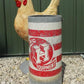 Big H Equipment Chicken Feeder, Vintage Galvanized Tin Chicken Feed Dispenser B