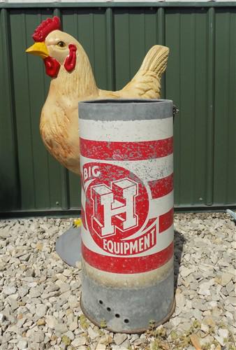 Big H Equipment Chicken Feeder, Vintage Galvanized Tin Chicken Feed Dispenser B