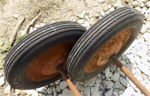 4 Vintage Metal Baby Buggy Wheels Pedal Car Garden Cart Pumpkin Wagon A49