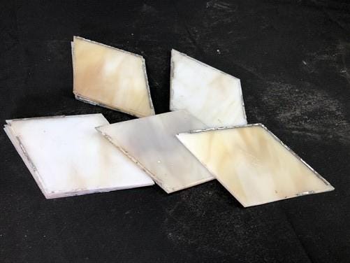 10 Stained Slag Glass Diamond Panes, Reclaimed Church Window Art Glass Pieces E