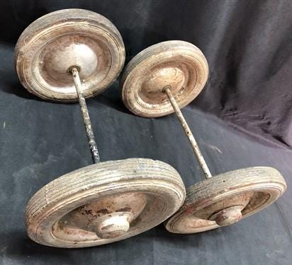 4 Wagon Wheels, Pedal Car, Garden Cart, Pumpkin Wagon, Vintage Goodyear A55