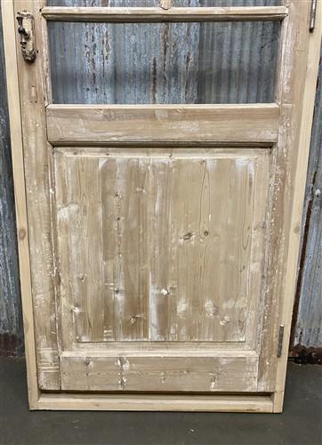 Antique French Single Door (31.5x90) Glass Pane Door with Jamb, Encased Door T29