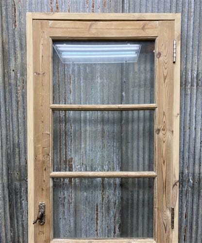 Antique French Single Door (27.5x81) Glass Pane Door with Jamb, Encased Door T31