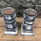 Home & Living > Home Decor > Home Accents - Pair Gray Wooden Pillar 10.5" Candlestick Holders, Decor, Table Centerpiece, A...