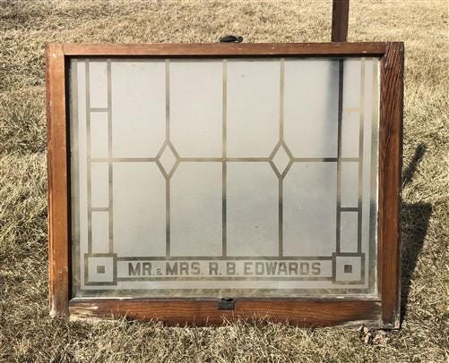 Home & Living > Home Improvement > Windows - Etched Frosted Clear Glass Vintage Church Window, Architectural Art Glass, I...