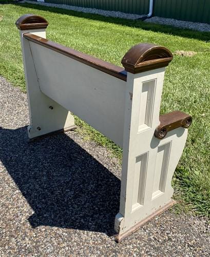Home & Living > Furniture > Entryway & Mudroom Furniture - Vintage Wooden Church Pew, 3' 8" Porch Bench, Entry Foyer, Dini...