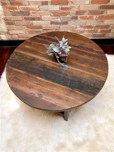 Home & Living > Furniture > Dining Room Furniture > Kitchen & Dining Tables - Rustic Round Table, Vintage Dining Room Tabl...