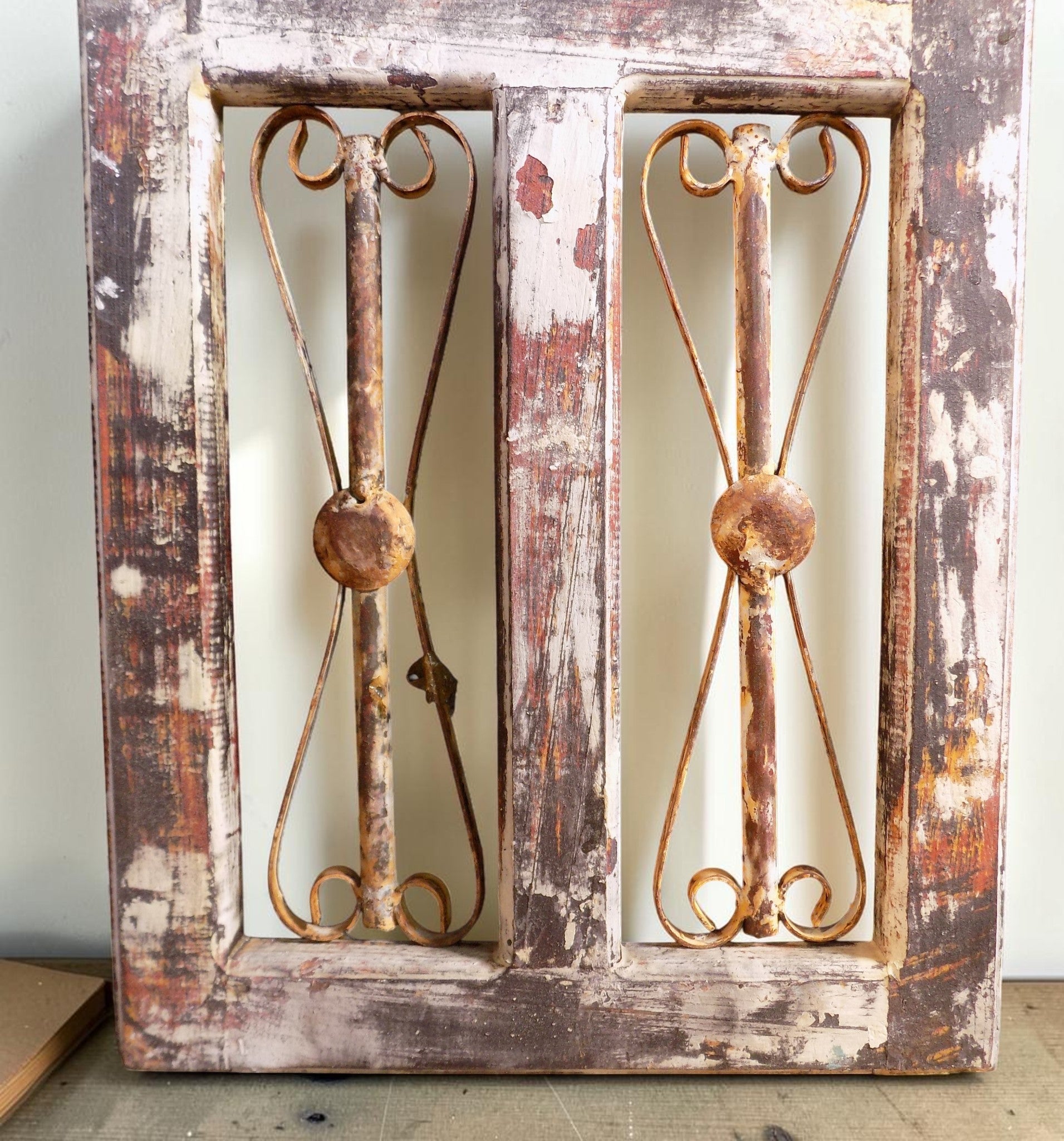 Windows - Arched Rustic Metal Wood Window Frame, Vintage Inspired Wall Decor, Heart Scroll by The Old Grainery (2020-Now,...