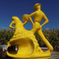 Yellow MCM Spanish Flamenco Dancers TV Lamp, Gold Midcentury Television Light