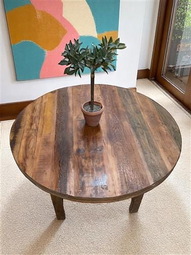 Home & Living > Furniture > Dining Room Furniture > Kitchen & Dining Tables - Rustic Round Table, Vintage Dining Room Tabl...