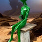 Art & Collectibles > Sculpture > Figurines - Sitting Green Alien Statue, Little Green Place Man, UFO Extra Terrestrial, A...