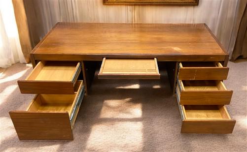 Home & Living > Furniture > Office Furniture > Desks - Veripanel Wood Desk, Executive Desk, Vintage Oversize Desk, Double...