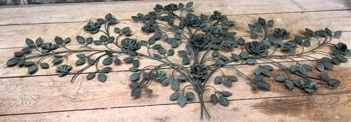Home & Living > Home Decor > Wall Decor > Wall Hangings - 1967 Turner Mfg Floral Metal Wall Art, MCM Mid Century Green Gol...