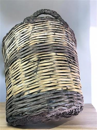 Home & Living > Home Decor > Decorative Storage > Decorative Baskets - Round Wicker Basket, Vintage German Woven Rattan Ba...