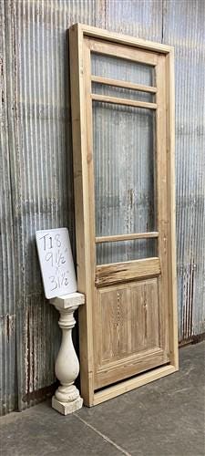 Antique French Single Door(31 x91.5) Glass Pane Door with Jamb, Encased Door T18