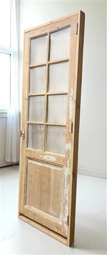 Antique French Single Door (32x93.5) Glass Pane Door with Jamb, Encased Door T36