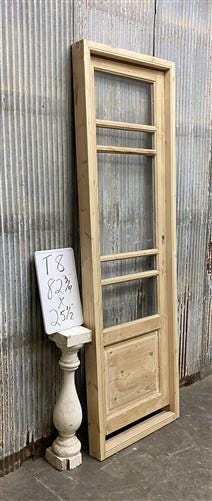 Antique French Single Door (25.5x83) Glass Pane Door with Jamb, Encased Door T8