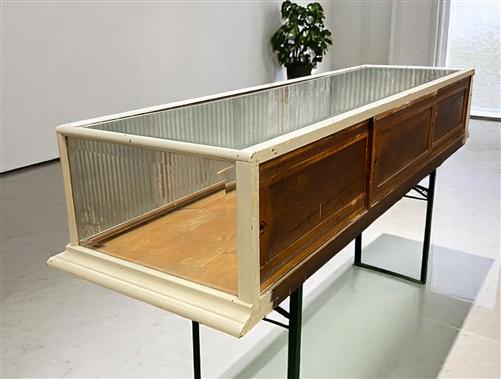 Home & Living > Home Decor > Seasonal Decor - Wood Framed Bevel Glass Case, Vintage Store Countertop Showcase, Collector C...