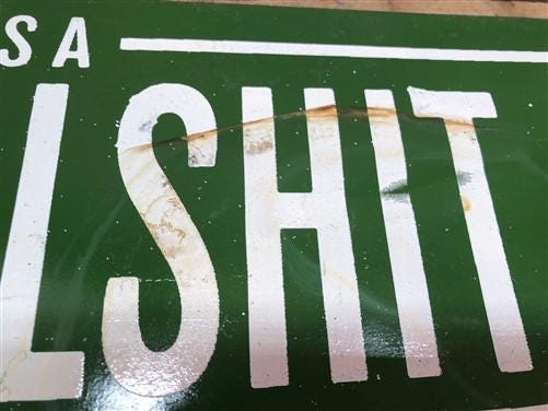 Home & Living > Home Decor > Wall Decor > Wall Hangings > Signs - Bullshit Free Zone Sign, Vintage Metal Sign, Funny Gag G...