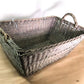 Rectangular Wicker Basket, Vintage German Woven Basket, Storage Organizer C34