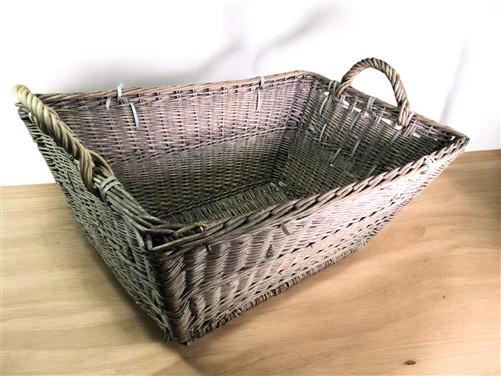 Rectangular Wicker Basket, Vintage German Woven Basket, Storage Organizer C34
