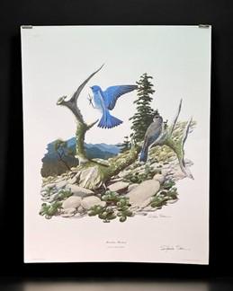 Art & Collectibles > Prints > Lithographs - Richard Sloan, Mountain Bluebird, Signed Print, 28x22, Wade Collection, Plate...