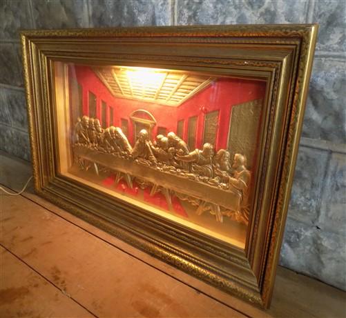 Art & Collectibles > Collectibles - Lighted Framed Last Supper Da Vinci, Christian Catholic Church Chapel Art by The Old G...