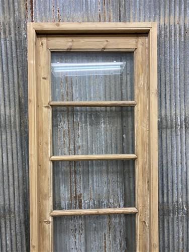 Antique French Single Door (27x92.5) Glass Pane Door with Jamb, Encased Door T23