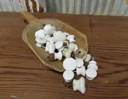 Porcelain Knobs - Antique Porcelain Drawer Pulls, White Vintage Cabinet Hardware, Porcelain Knobs by The Old Grainery (arc...