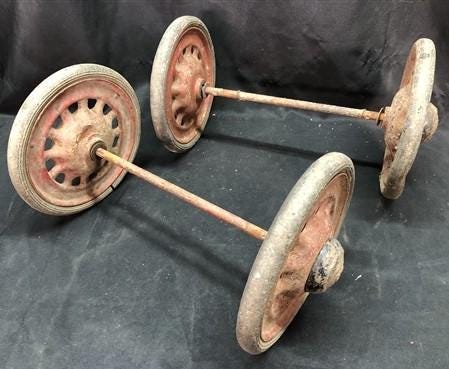 4 Wagon Wheels, Pedal Car, Garden Cart, Pumpkin Wagon, Vintage Goodyear A56