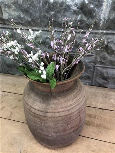 Wood Pot, Round Water Jug, Planter Urn, Flower Frog Display, Farmhouse Box, H
