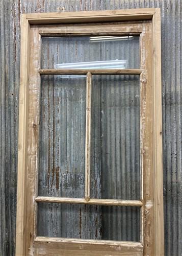Antique French Single Door (31.5x90) Glass Pane Door with Jamb, Encased Door T29