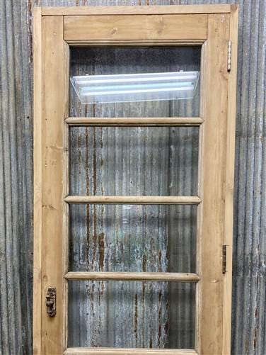 Antique French Single Door (28x86) Glass Pane Door with Jamb, Encased Door T47