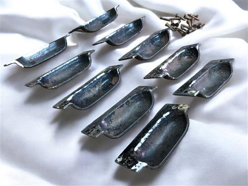 10 Cast Iron Fingertip Drawer Pulls Handles Hardware Dresser Kitchen Rustic A