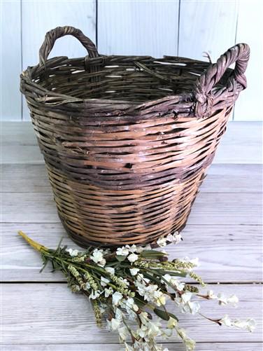 Home & Living > Home Decor > Home Accents - Round Wicker Basket, Vintage German Woven Rattan Basket, Storage Organizer N b...
