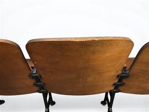 Home & Living > Furniture - 5 Vintage Wood Folding Theater Seats, Auditorium Seats, Entryway Bench, E14 by The Old Grainery