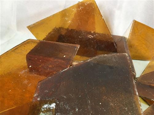 Craft Supplies & Tools > Raw Materials > Glass - Honey Gold Stained Glass Reclaimed Church Window Shards Fragments, Art Gl...
