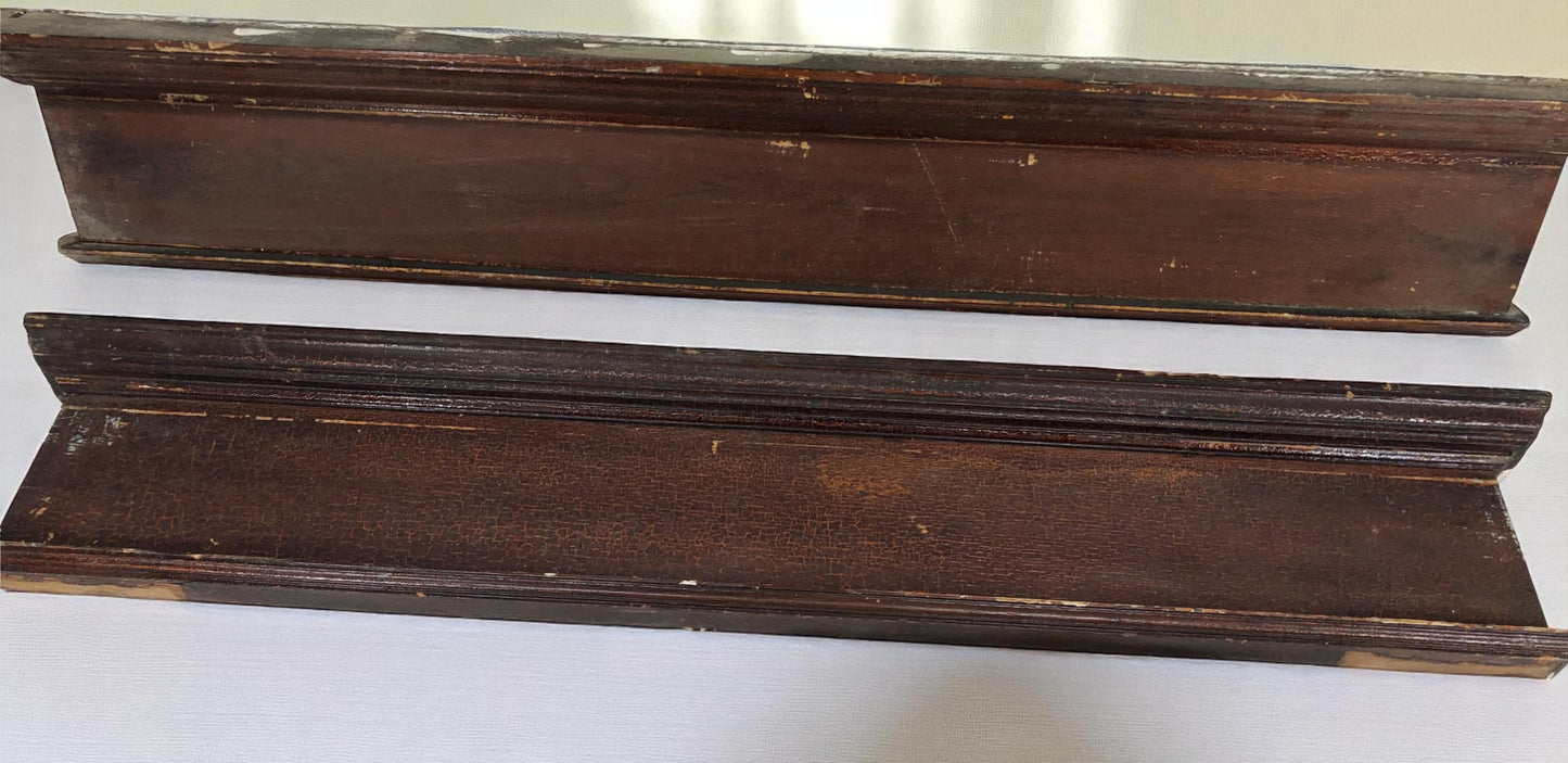 Pair Crown Molding Headers, Trim Door Window Pediment Architectural Salvage B7