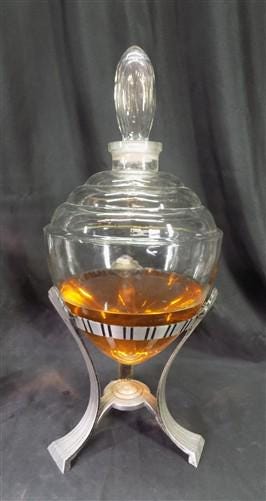 2 Antique Apothecary Show Globes, Art Deco Pharmacy Globes on Metal Stands E