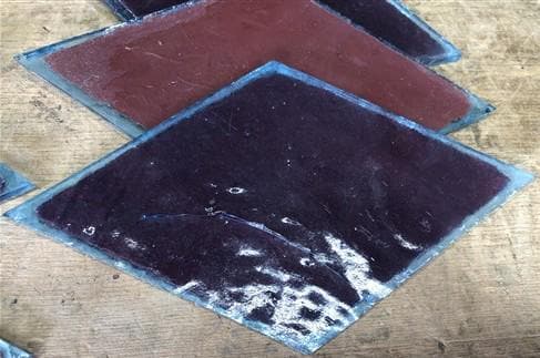 Craft Supplies & Tools > Raw Materials > Glass - Lot Painted Glass Diamond Panes, Reclaimed Church Window Red Glass Pieces...