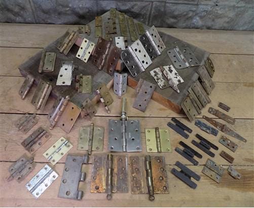 Home & Living > Home Improvement > Hinges - Hinges Door Cabinet Vintage Architectural Salvage Reclaimed Hardware Lot R by...