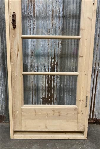 Antique French Single Door (29x94.5) Glass Pane Door with Jamb, Encased Door T51