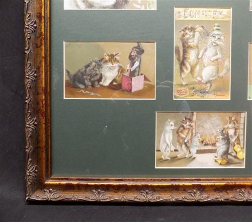 Vintage Wooden Framed Cat Art, Rectangular Photo Picture Mirror