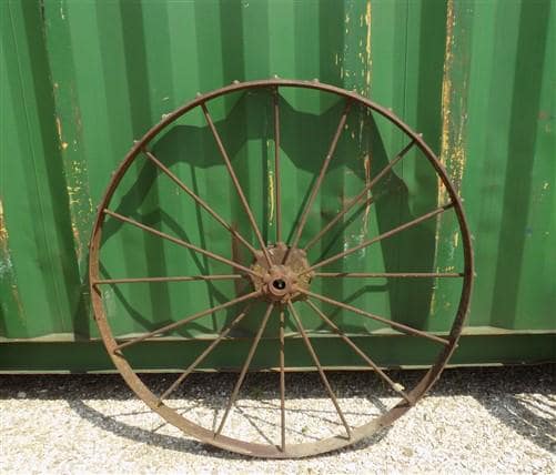 2 Cast Iron Implement Wheels, Wagon Wheel, Tractor Steel Rims, Industrial Age A