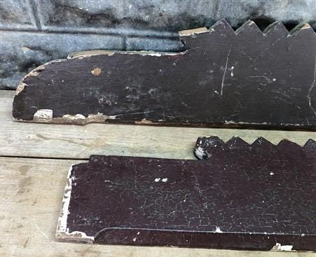 Pair Crown Molding Headers, Trim Door Window Pediment Architectural Salvage B38