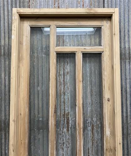 Antique French Single Door (27.5x82) Glass Pane Door with Jamb, Encased Door T13