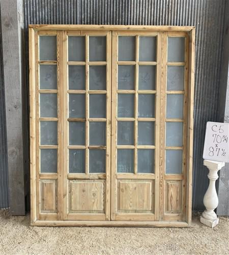 Antique French Double Doors (71x88) Frosted Glass European SideLite Jamb C5