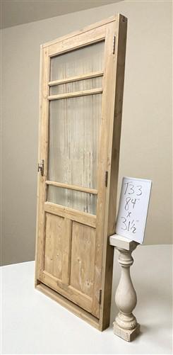 Antique French Single Door (31.5x84) Glass Pane Door with Jamb, Encased Door T33