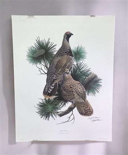 Art & Collectibles > Prints > Lithographs - Richard Sloan, Spruce Grouse, Signed Print, 28x22, Wade Collection, Plate 39 b...